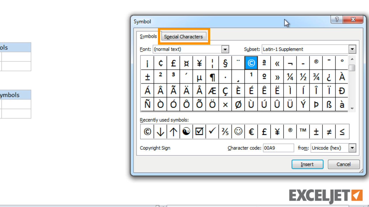 Excel Tutorial How To Insert Symbols And Special Characters In Excel